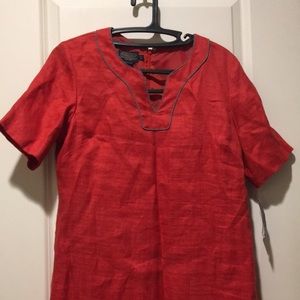 NWT Pendleton womens 100% Linen A-Line Dress short sleeves lined Size 10P